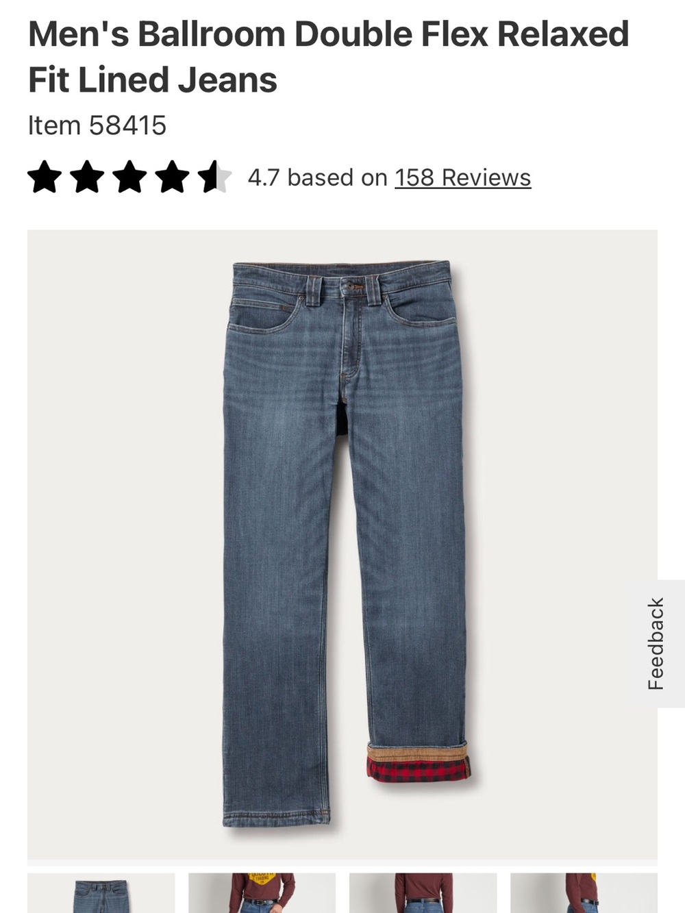 Duluth Trading Co Men’s Ballroom Double Flex Relaxed Fit Lined Jeans